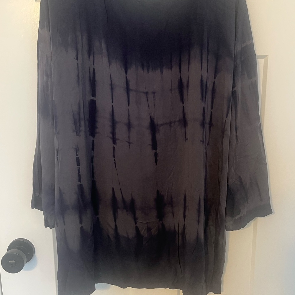 Pure Jill J Jill Top Elbow Sleeve Boatneck Tunic Blue Tie Dye Blouse L Tall NWT - Picture 8 of 12